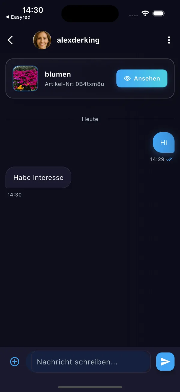 Echtzeit-Chat zwischen K&auml;ufer und Verk&auml;ufer